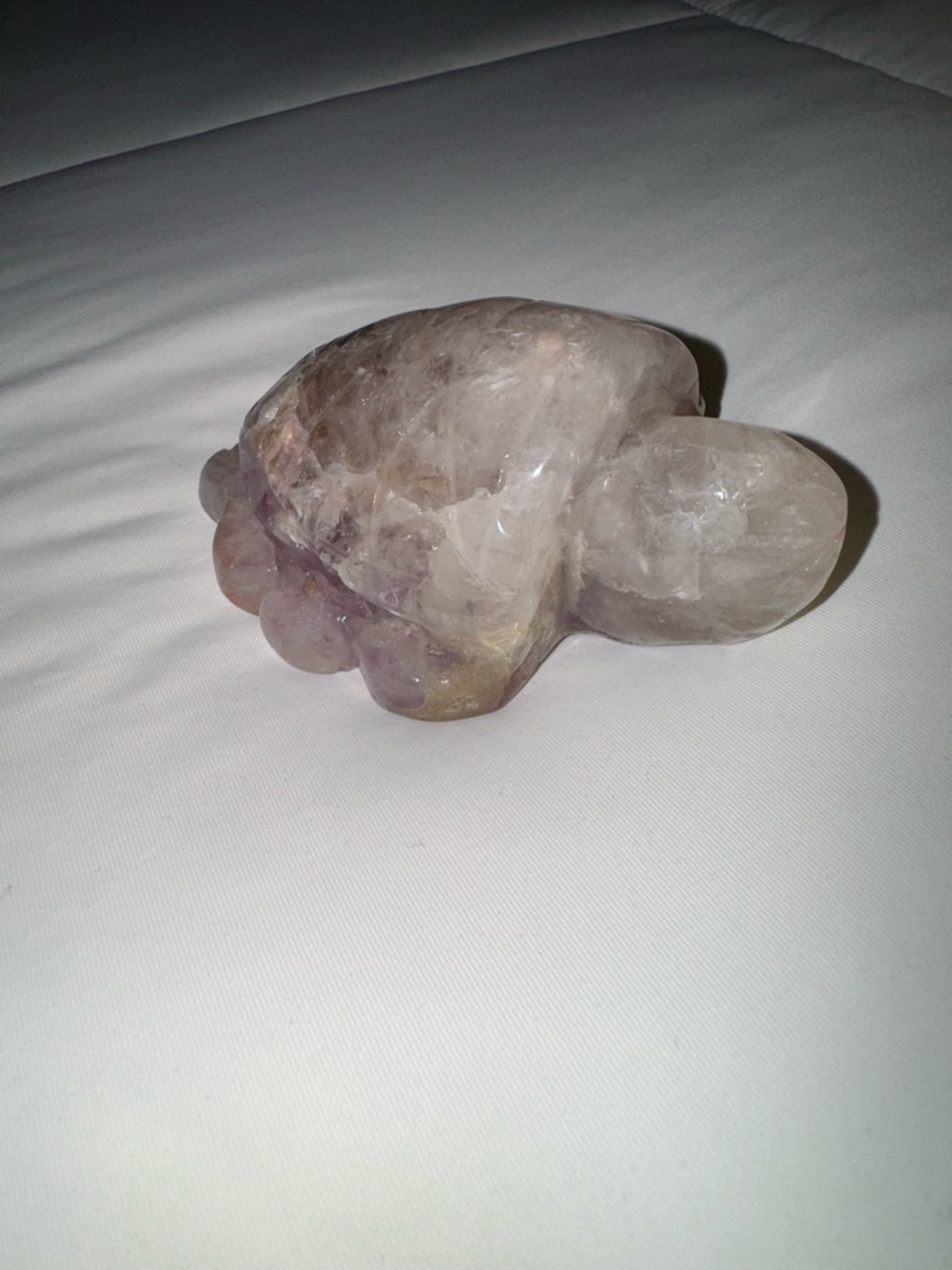 Hand-Carved Pink Amethyst Turtle Figurine